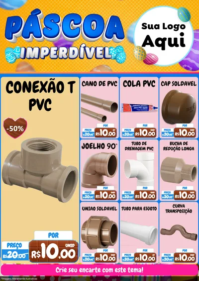 Modelo de Encarte para Encarte A4 Vertical com o tema Páscoa Imperdível para Tubos e conexões