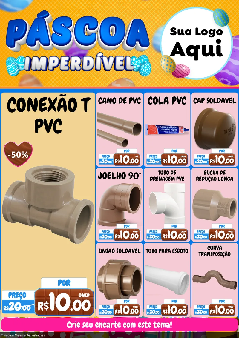 Modelo de Encarte para Encarte A4 Vertical com o tema Páscoa Imperdível para Tubos e conexões