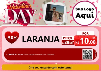 Modelo de Cartaz para Cartaz A4 Horizontal com o tema Valentine's Day para Hortifrúti