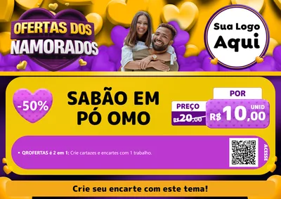 Modelo de Cartaz para Cartaz A4 Horizontal com o tema Oferta Dos Namorados para Produtos de Limpeza