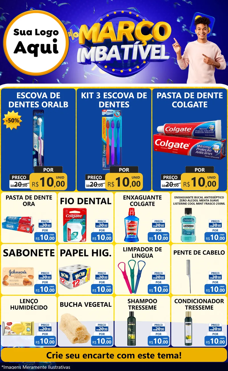 Modelo de Encarte para Encarte Grande com o tema Março Imbatível para Higiene Pessoal