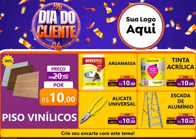 Modelo de Encarte para Encarte A4 Horizontal com o tema Dia do Cliente para Material para Construção
