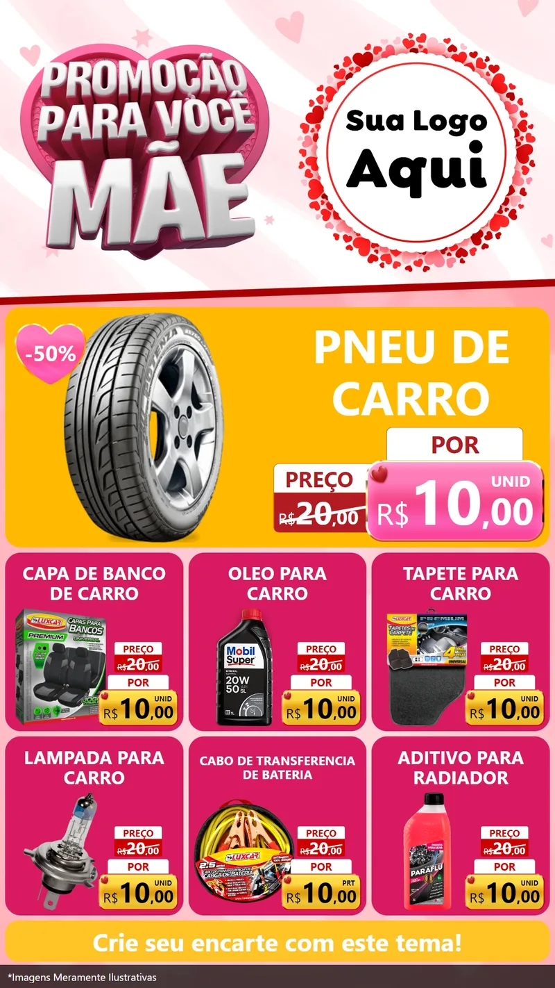 Modelo de Rede Social para Stories com o tema Promoção Para Você Mãe para Auto peças