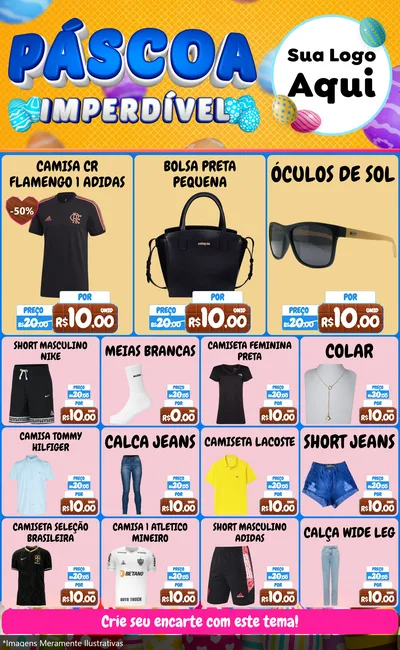Modelo de Encarte para Encarte Grande com o tema Páscoa Imperdível para Roupas e acessórios