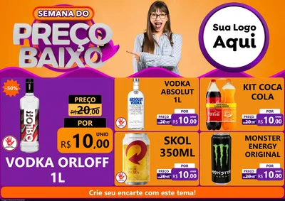 Modelo de Encarte para Encarte A4 Horizontal com o tema Semana do Preço Baixo para Distribuidora de bebidas