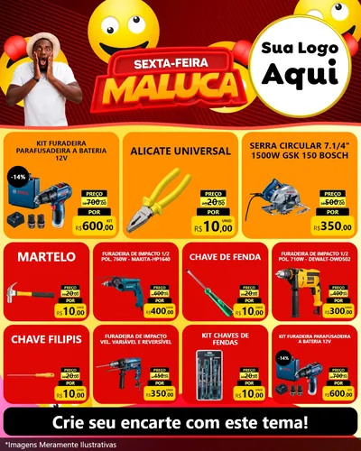 Modelo de Rede Social para Feed Instagram com o tema Sexta-feira Maluca para Maquinas e Ferramentas