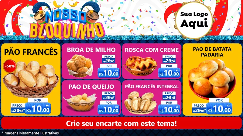 Modelo de TV para TV Horizontal com o tema Nosso Bloquinho para Padaria