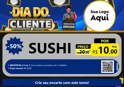 Modelo de Cartaz para Cartaz A4 Horizontal com o tema Dia Do Cliente para Comida japonesa
