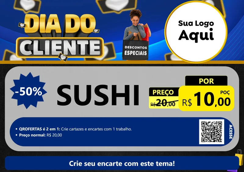 Modelo de Cartaz para Cartaz A4 Horizontal com o tema Dia Do Cliente para Comida japonesa