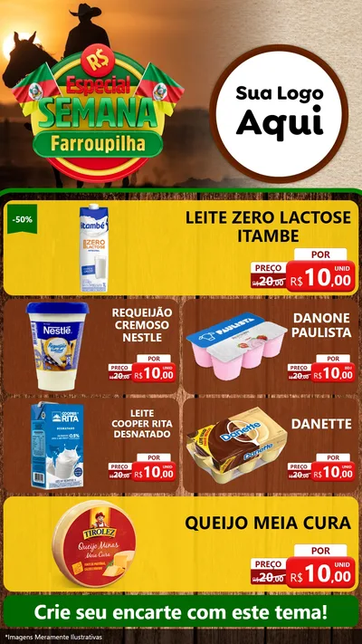 Modelo de TV para TV Vertical com o tema Especial Semana Farroupilha para Frios e Laticínios