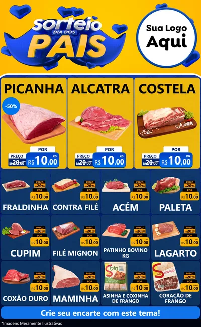 Modelo de Encarte para Encarte Grande com o tema Sorteio Dia dos Pais para Açougue