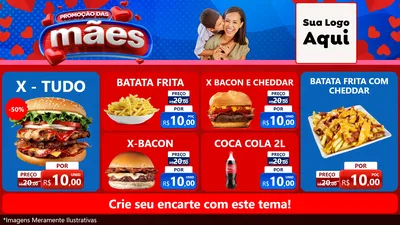 Modelo de TV para TV Horizontal com o tema Promoção das Mães para Hamburgueria