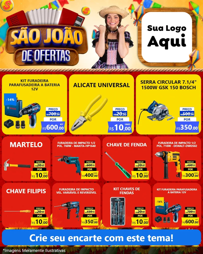 Modelo de Rede Social para Feed Instagram com o tema São João de Ofertas para Maquinas e Ferramentas