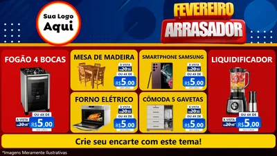 Modelo de TV para TV Horizontal com o tema Fevereiro Arrasador para Móveis e Eletro