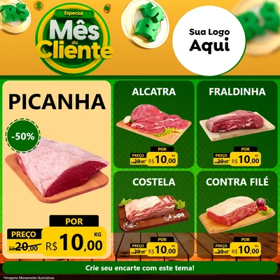 Modelo de Rede Social para Feed Facebook com o tema Especial Mês do Cliente para Açougue