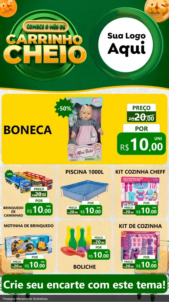 Modelo de Rede Social para Stories com o tema Carrinho Cheio para Brinquedos