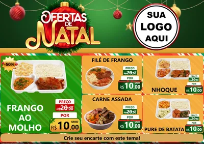 Modelo de Encarte para Encarte A4 Horizontal com o tema Ofertas de Natal para Restaurante