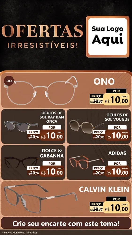Modelo de TV para TV Vertical com o tema Ofertas Irresistíveis! para Óticas