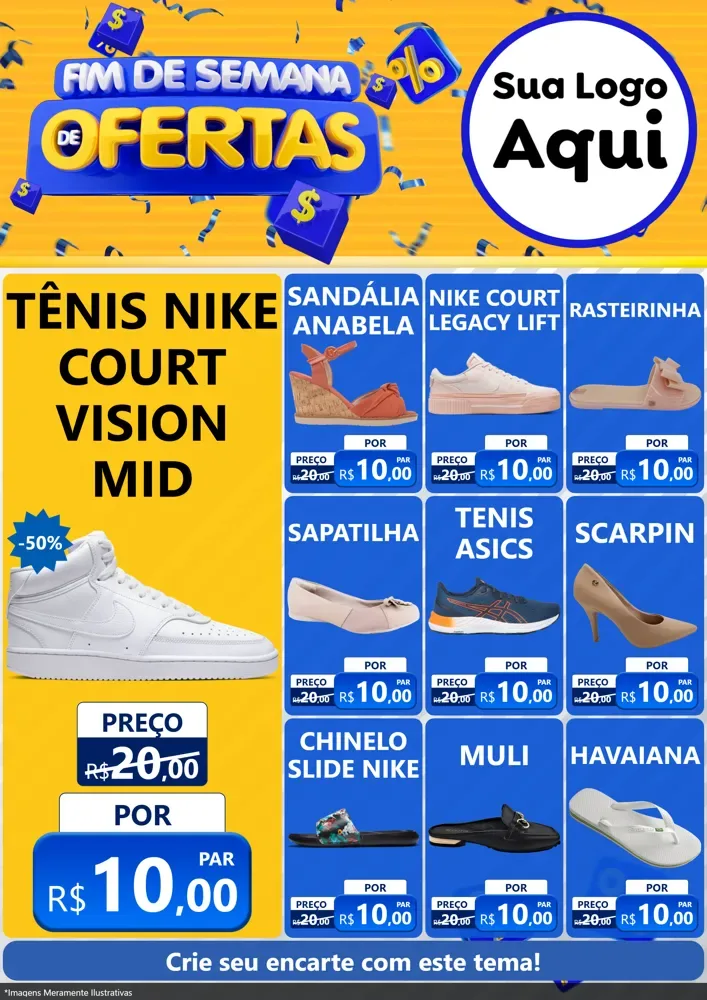 Modelo de Encarte para Encarte A4 Vertical com o tema Fim de Semana de Ofertas para Calçados