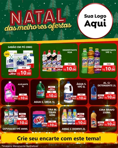 Modelo de Rede Social para Feed Instagram com o tema Natal das Melhores Ofertas para Produtos de Limpeza