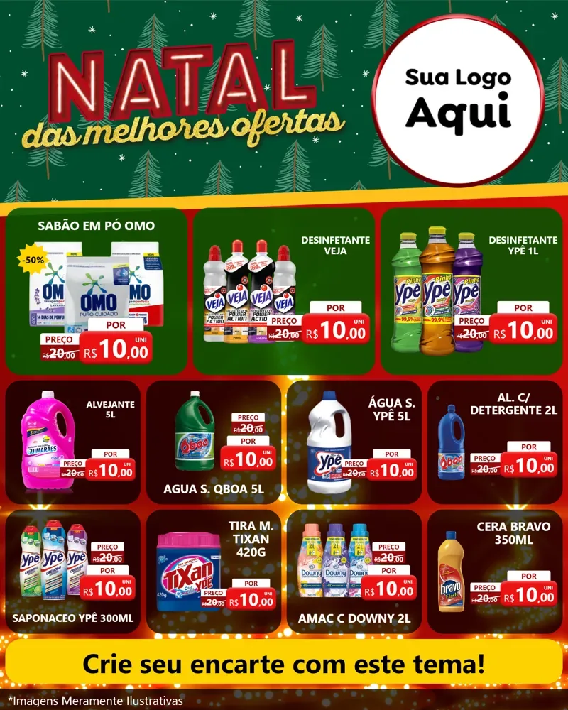 Modelo de Rede Social para Feed Instagram com o tema Natal das Melhores Ofertas para Produtos de Limpeza