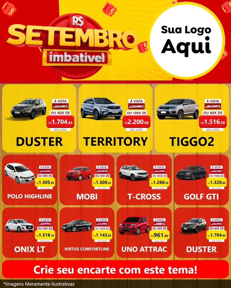 Modelo de Rede Social para Feed Instagram com o tema Setembro Imbatível para Concessionaria de Carros