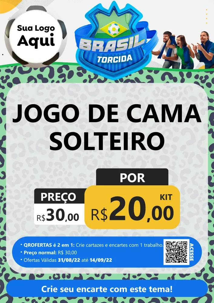 Modelo de Cartaz para Cartaz A4 Vertical com o tema Brasil Torcida - Copa para Cama, Mesa e Banho