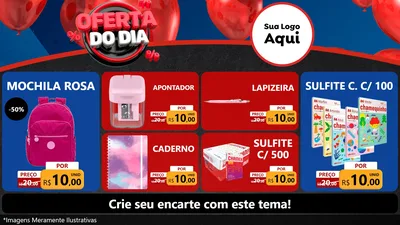 Modelo de TV para TV Horizontal com o tema Oferta do Dia para Papelaria