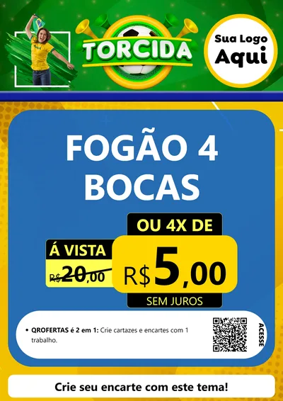 Modelo de Cartaz para Cartaz A4 Vertical com o tema Torcida para Móveis e Eletro