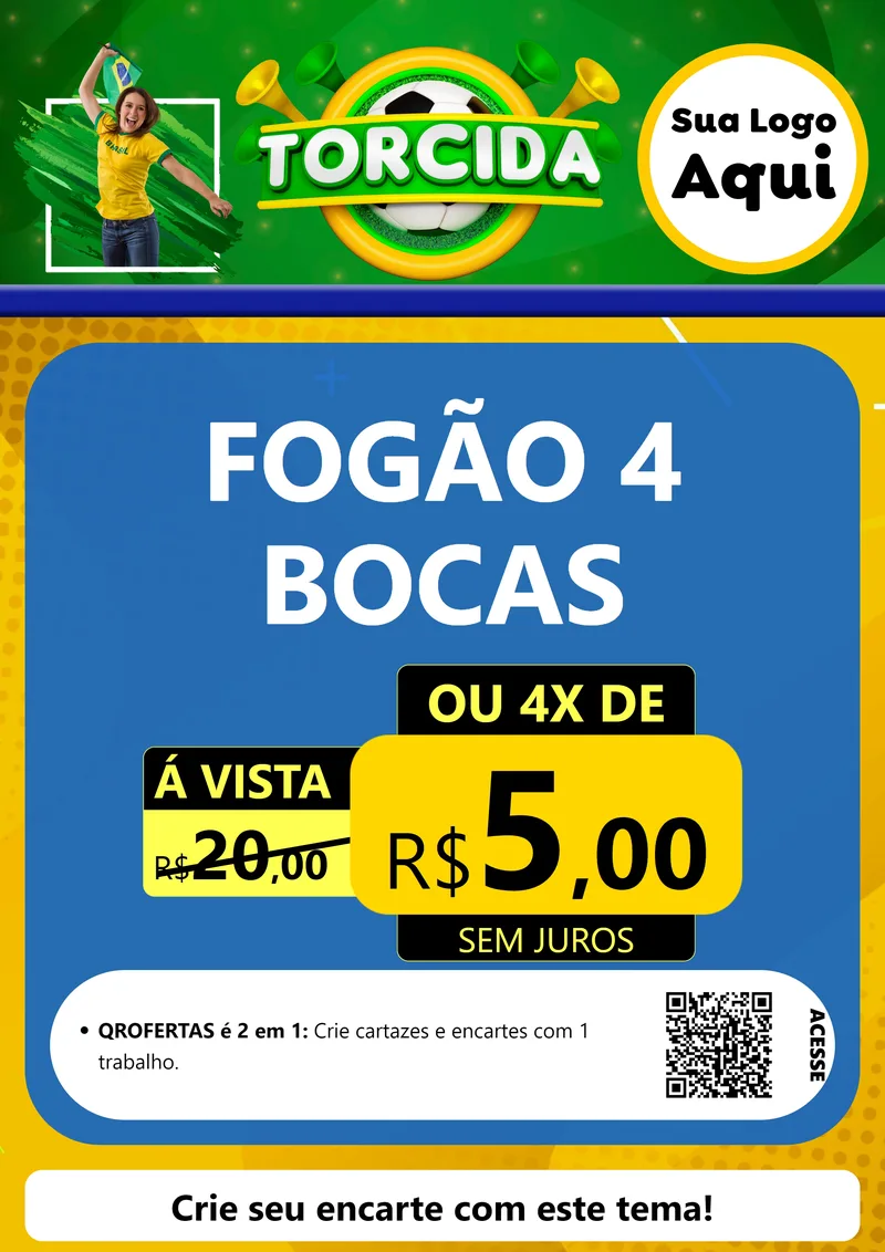 Modelo de Cartaz para Cartaz A4 Vertical com o tema Torcida para Móveis e Eletro