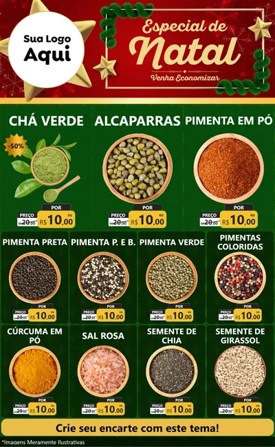 Modelo de Encarte para Encarte Grande com o tema Especial de Natal para Produtos Naturais