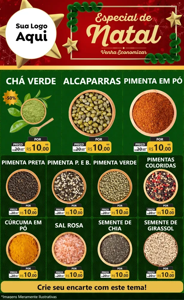 Modelo de Encarte para Encarte Grande com o tema Especial de Natal para Produtos Naturais