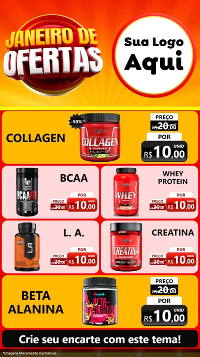 Modelo de TV para TV Vertical com o tema Janeiro de Ofertas para Suplementos alimentares