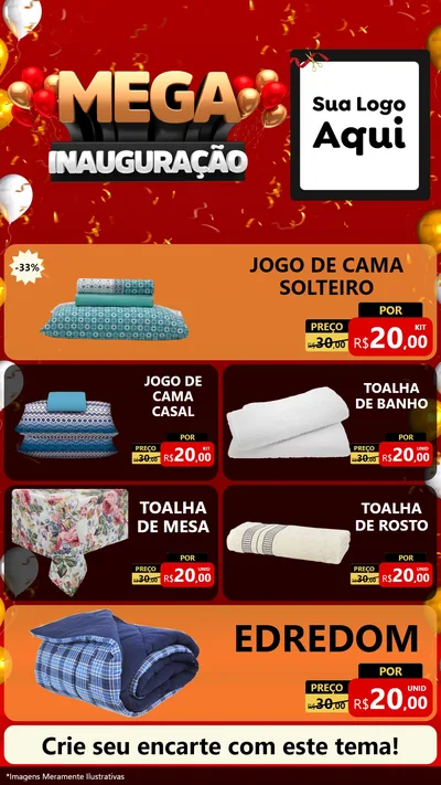 Modelo de TV para TV Vertical com o tema Mega Inauguração para Cama, Mesa e Banho