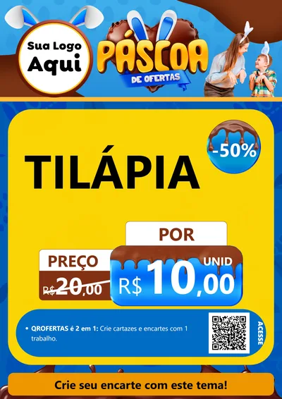 Modelo de Cartaz para Cartaz A4 Vertical com o tema Páscoa de Ofertas para Peixaria