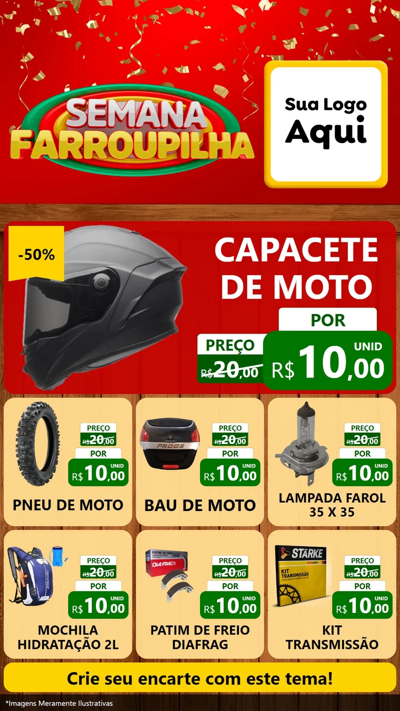 Modelo de Rede Social para Stories com o tema Semana Farroupilha para Moto peças