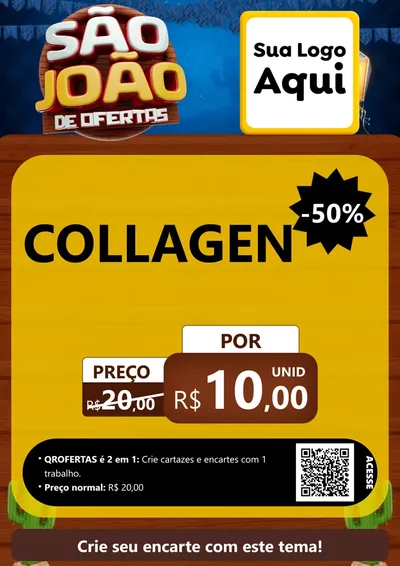Modelo de Cartaz para Cartaz A4 Vertical com o tema São João Ofertas Imbatíveis! - Junina para Suplementos alimentares