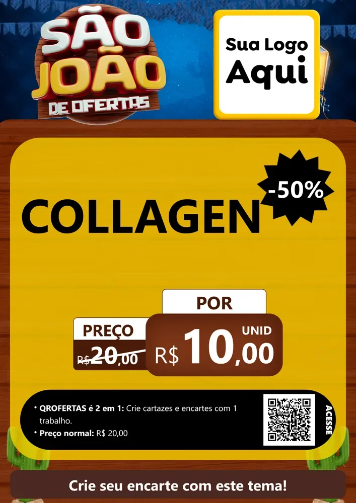 Modelo de Cartaz para Cartaz A4 Vertical com o tema São João Ofertas Imbatíveis! - Junina para Suplementos alimentares
