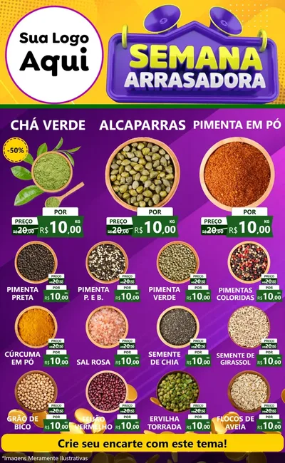 Modelo de Encarte para Encarte Grande com o tema Semana Arrasadora para Produtos Naturais