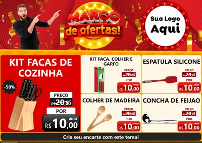 Modelo de Encarte para Encarte A4 Horizontal com o tema Março de Ofertas! para Utilidades Domésticas