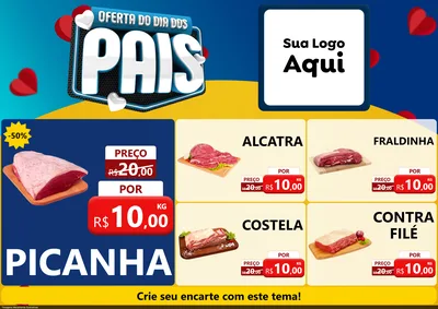 Modelo de Encarte para Encarte A4 Horizontal com o tema Oferta Do Dia Dos Pais para Açougue