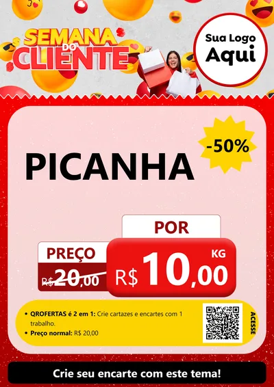 Modelo de Cartaz para Cartaz A4 Vertical com o tema Semana do Cliente para Açougue