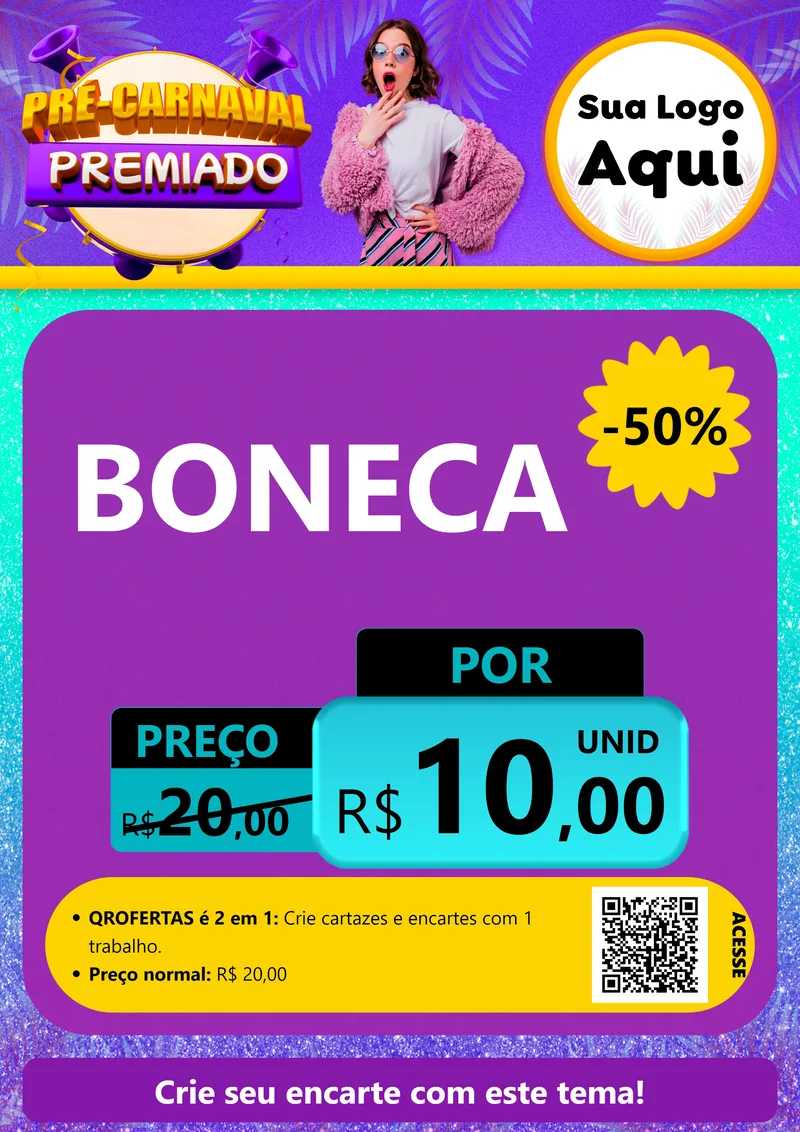 Modelo de Cartaz para Cartaz A4 Vertical com o tema Pré-Carnaval Premiado para Brinquedos