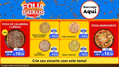 Modelo de TV para TV Horizontal com o tema Folia de Preços Baixos para Pizzaria