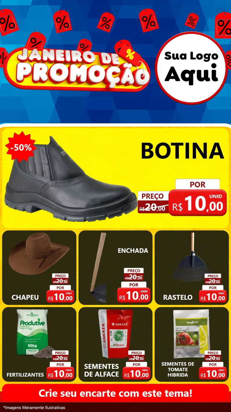 Modelo de Rede Social para Stories com o tema Janeiro de Promoção para Agropecuária