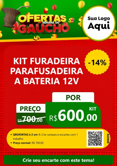 Modelo de Cartaz para Cartaz A4 Vertical com o tema Ofertas Semana Do Gaúcho para Maquinas e Ferramentas