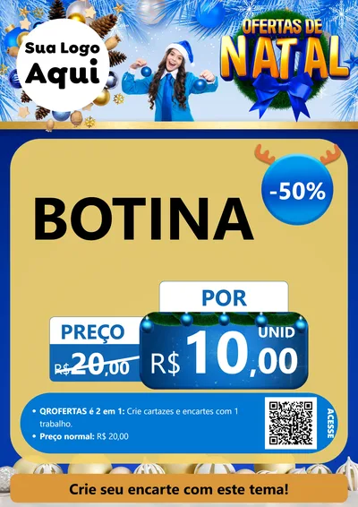 Modelo de Cartaz para Cartaz A4 Vertical com o tema Ofertas de Natal para Agropecuária