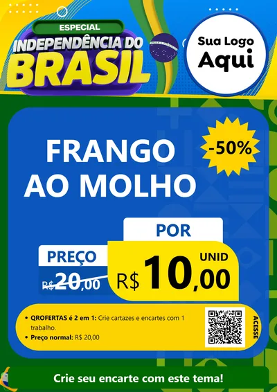 Modelo de Cartaz para Cartaz A4 Vertical com o tema Especial Independência do Brasil para Restaurante