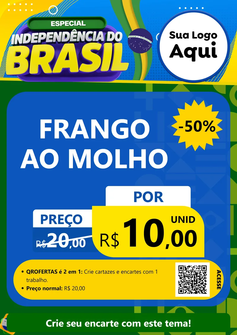 Modelo de Cartaz para Cartaz A4 Vertical com o tema Especial Independência do Brasil para Restaurante