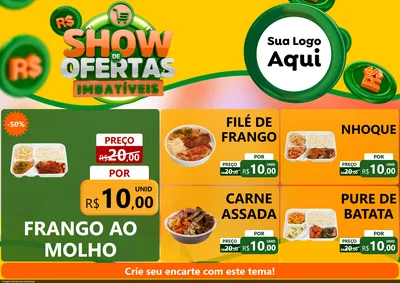 Modelo de Encarte para Encarte A4 Horizontal com o tema Show de Ofertas Imbatíveis para Restaurante